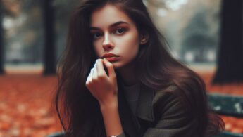 Girl sitting on a bench in a parl